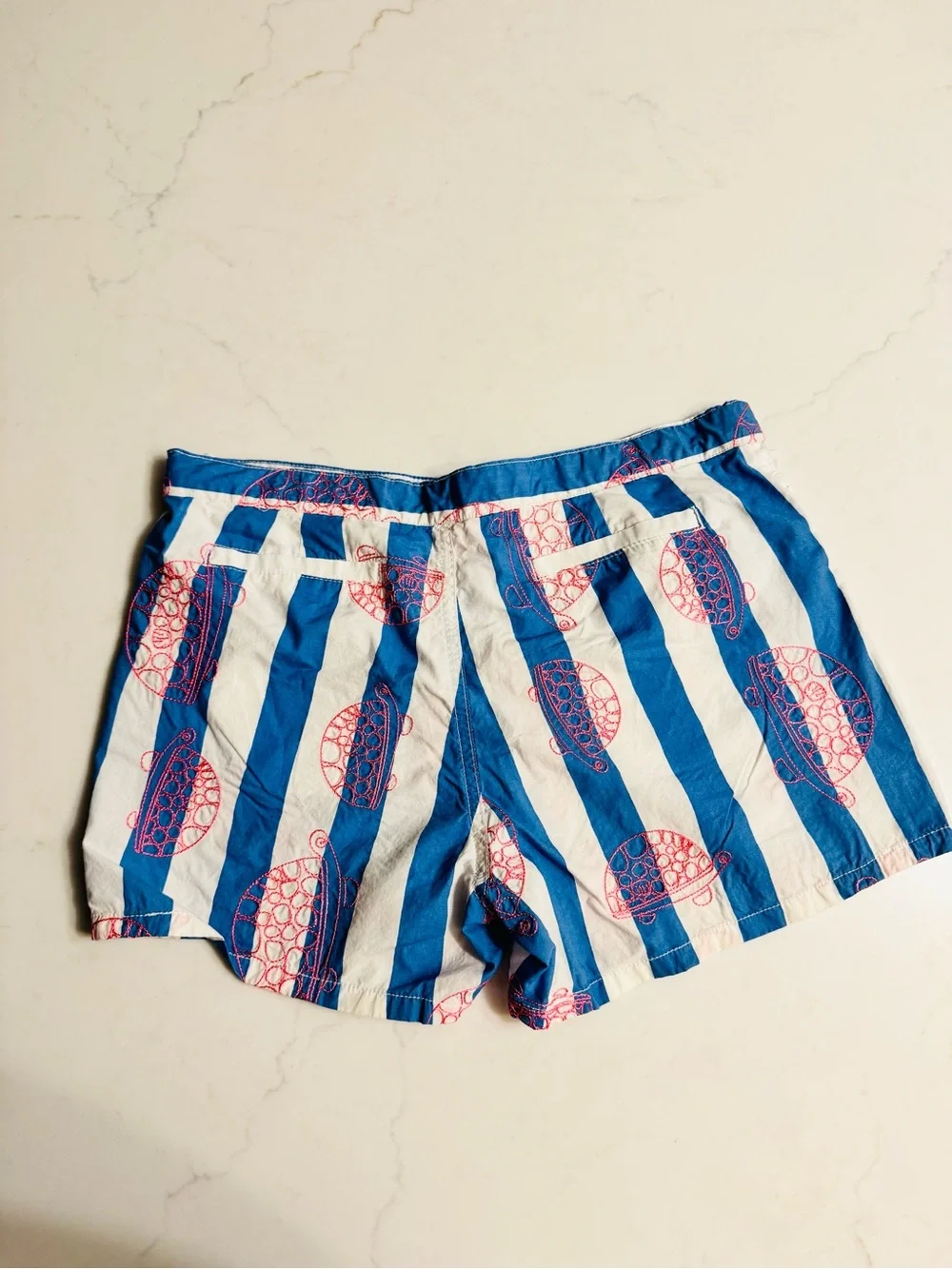 Lilly Pulitzer Girls Blue Striped Embroidered Turtle Shorts Size 16